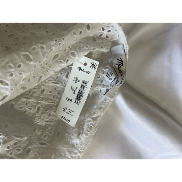 Madewell Tie-Front Top in Eyelet White Size XL Beachy Boho Cotton Vacation - Picture 8 of 9